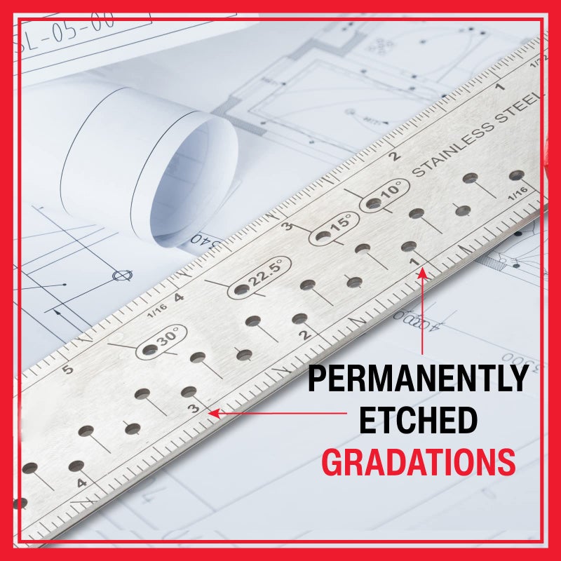 Kapro - 353 Professional Ledge-It Try & Mitre Square - For Leveling and Measuring - Features Stainless Steel Blade, Retractable Ledge, and Etched Ruler Markings - 12 Inch - Image 5